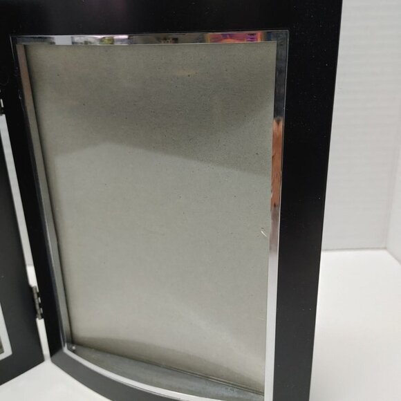 Burnes of boston photo picture frame Black Silver tone 6.5" x 4.5" Doble Frame - Picture 7 of 8